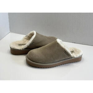 Koolaburra by UGG Sonele Women’s 6 Taupe Suede Slip-On Faux Fur Comfy Slippers